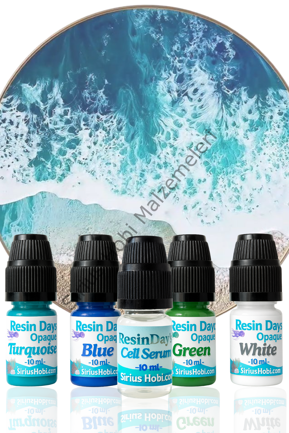 Epoksi Reçine İçin Dalga Hücre Efekti Boya Pigment Seti -Resin Day’s Cell Serum 5x10ml