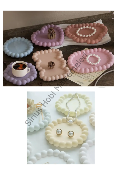 Epoksi Reçine Alçı Bubble Tepsi Tabak Sunumluk Kalıpları