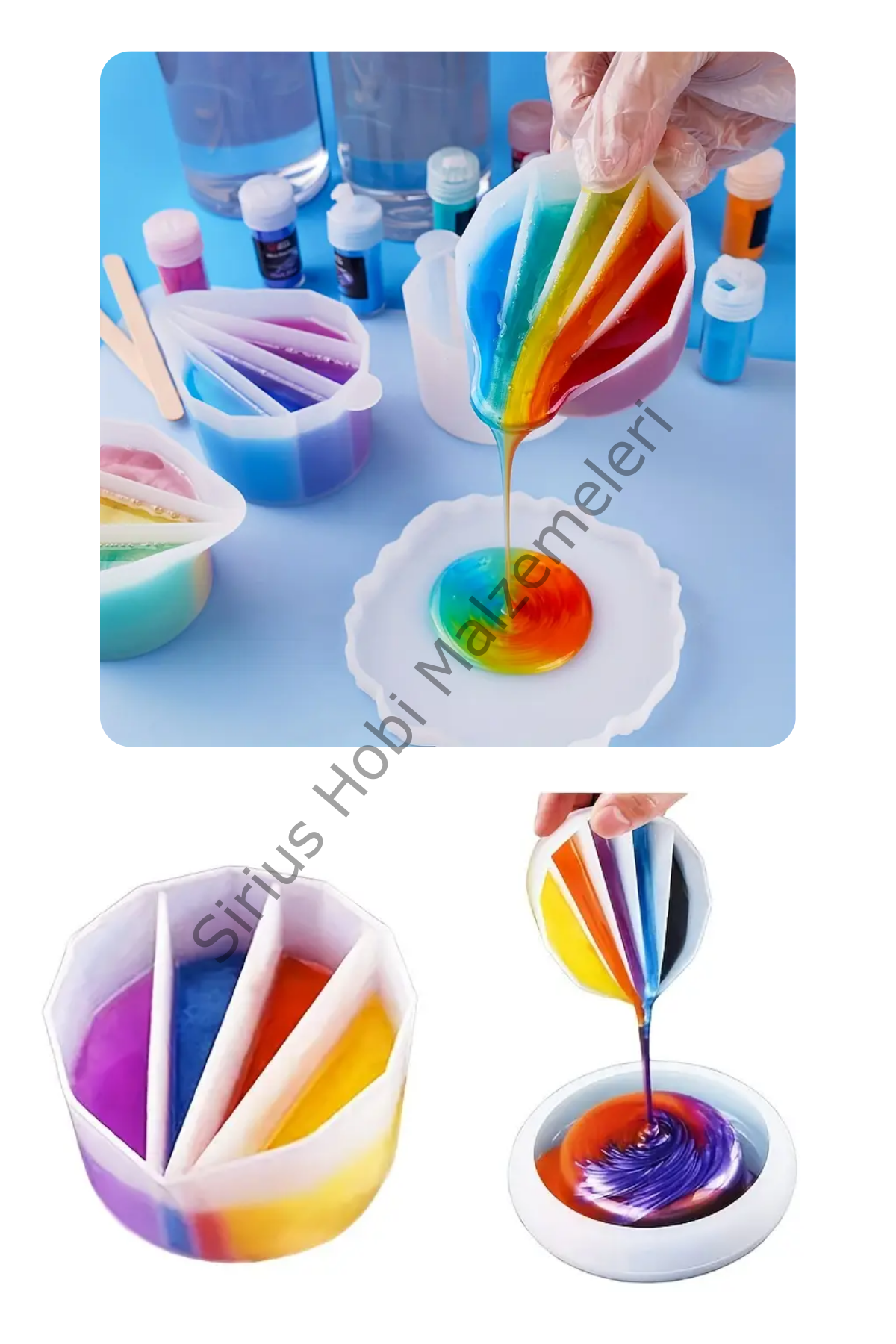 Epoksi Reçine 4 Gözlü Renk Karıştırma Silikon Kabı