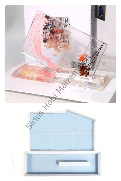 Epoksi Reçine Alçı Eğik Model Masaüstü İsimlik Fotoğraflık Kalıbı