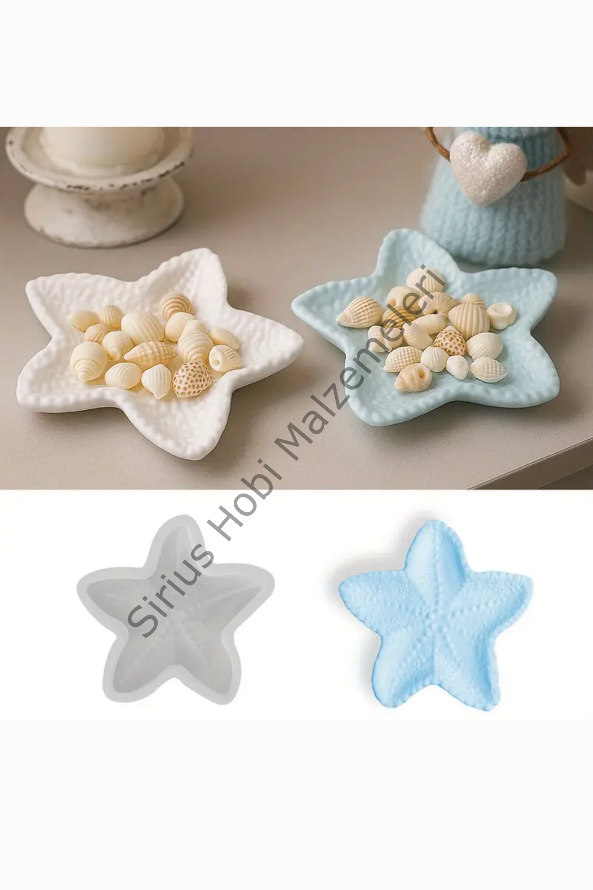 Epoksi Reçine Alçı Deniz Yıldızı Tabak Silikon Kalıbı