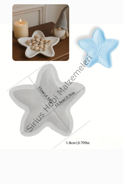 Epoksi Reçine Alçı Deniz Yıldızı Tabak Silikon Kalıbı