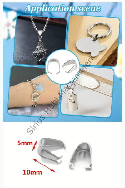 Paslanmaz Çelik Kolye Ucu Aparatı Mengeç Kolye Tepesi  5x10mm 10 adet