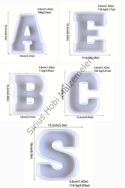 Epoksi Reçine Tasarım Büyük Harf Silikon Kalıpları