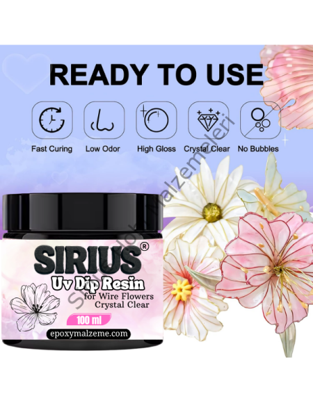 Sirius Yoğun Kıvamlı Dip UV Reçine – Tel İçin Uygun (Akmayan)-Hızlı Kürlenen 100ml