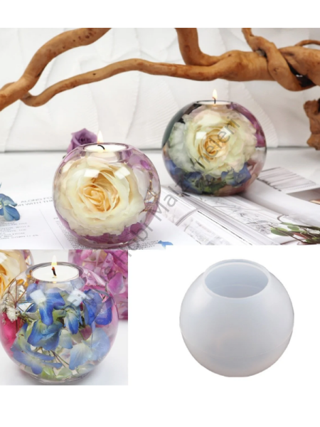 Epoksi Beton Alçı Küre Mumluk Silikon Kalıbı 10cm