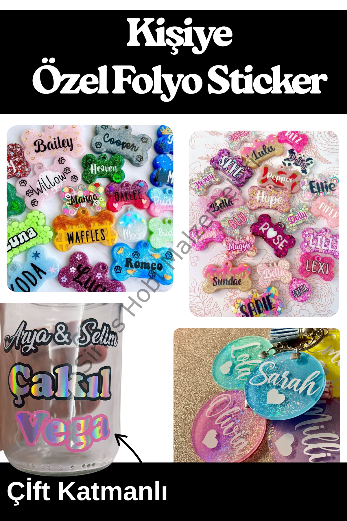 Epoksi Kişiye Özel Kişiselleştirilmiş A4 Boyutunda Folyo Sticker Harf vs Tasarımları