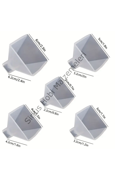 Epoksi Reçine Minik Piramit Silikon Kalıpları 5 li set