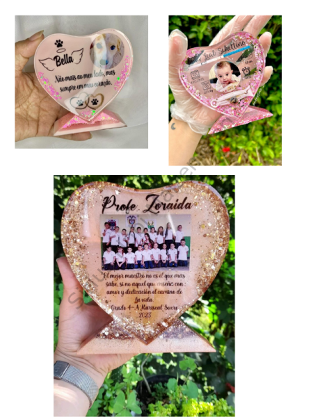 Kalp Tasarım Fotoğraflık Silikon Kalıp – Epoksi/Alçı, Standlı (10×10 & 15×15 cm)