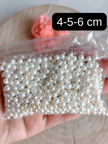 Epoksi Karışık Boyutta Deliksiz Krem İnciler 50 gr