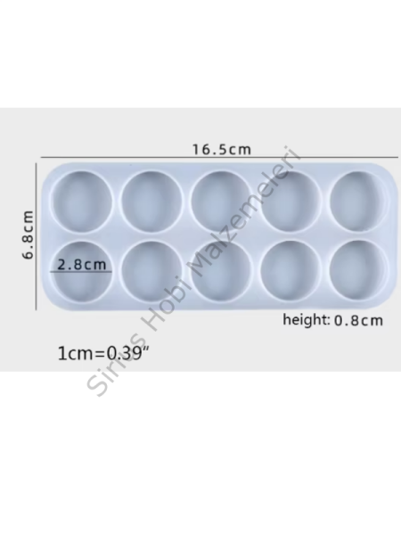 Epoksi Kolye–Magnet–Anahtarlık Silikon Kalıbı – 10’lu Yuvarlak (Ø 2.8 cm, 0.8 cm Derinlik)
