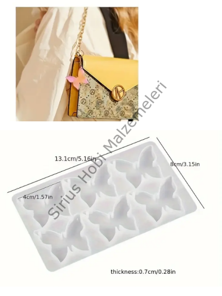 Epoksi Reçine Çoklu Kelebek Anahtarlık Magnet Silikon Kalıbı