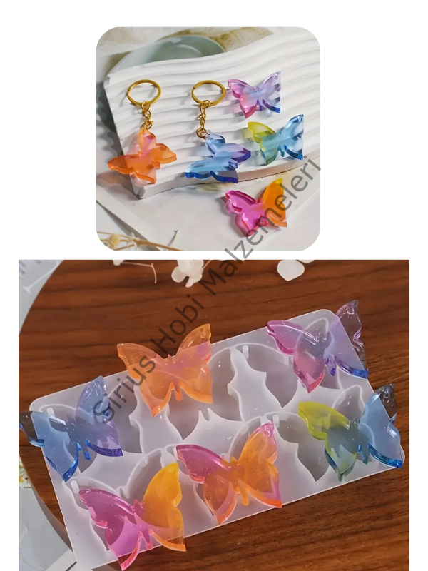 Epoksi Reçine Çoklu Kelebek Anahtarlık Magnet Silikon Kalıbı