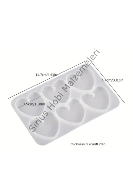 Epoksi Reçine Çoklu Kalp Anahtarlık Magnet Silikon Kalıbı