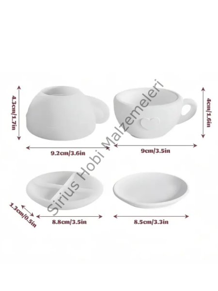 Epoksi Reçine Alçı Fincan Mumluk Silikon Kalıbı Seti 2 Parça
