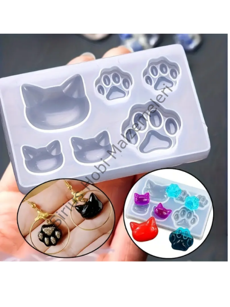 Epoksi Reçine Kedi Pati Küpe Silikon Kalıbı