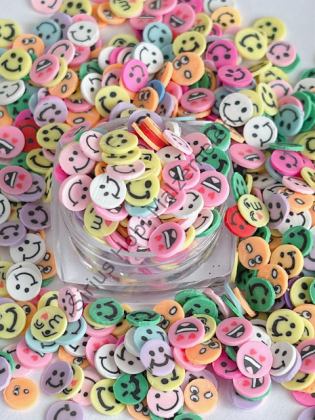 Epoksi Polimer Kil Süslemeler (Fimo Dilimleri) Emoji Gülen Yüz 4gr