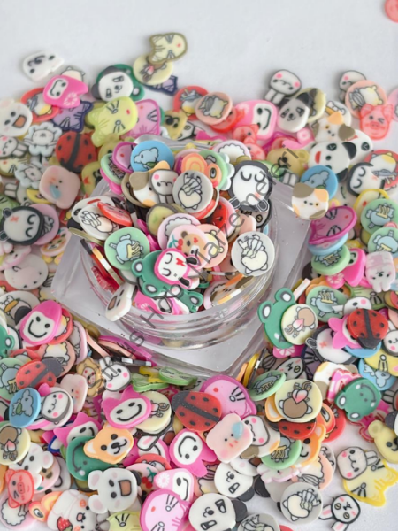 Epoksi Polimer Kil Süslemeler (Fimo Dilimleri) Kawaii Karakterler  4gr