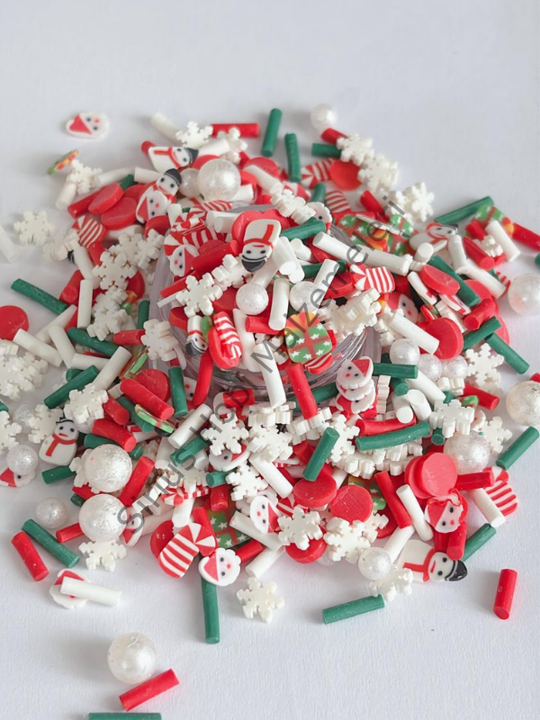 Epoksi Polimer Kil Süslemeler (Fimo Dilimleri) İncili Yılbaşı 4gr