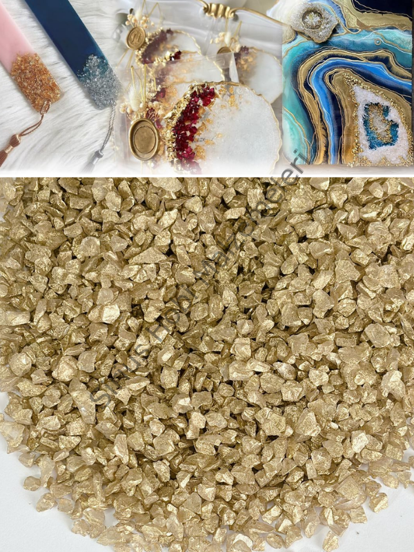 Epoksi Cam Kırıkları Sedefli Açık Altın İnce 100 gr