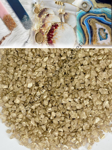 Epoksi Cam Kırıkları Sedefli Açık Altın İnce 100 gr