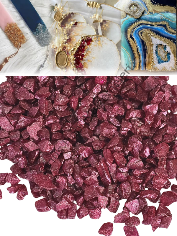 Epoksi Cam Kırıkları Sedefli Bordo Kalın  100 gr