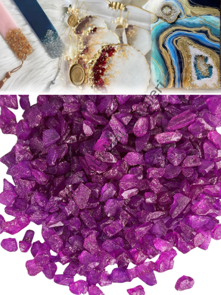 Epoksi Cam Kırıkları Sedefli Fuşya Kalın 100gr