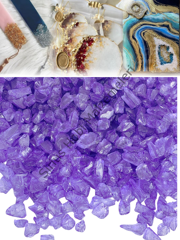 Epoksi Cam Kırıkları Şeffaf Mor Kalın 100 gr