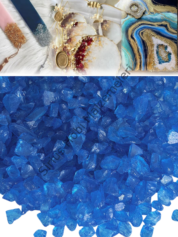 Epoksi Cam Kırıkları Şeffaf Mavi Kalın 100 gr