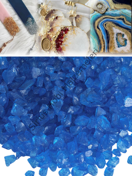 Epoksi Cam Kırıkları Şeffaf Mavi Kalın 100 gr