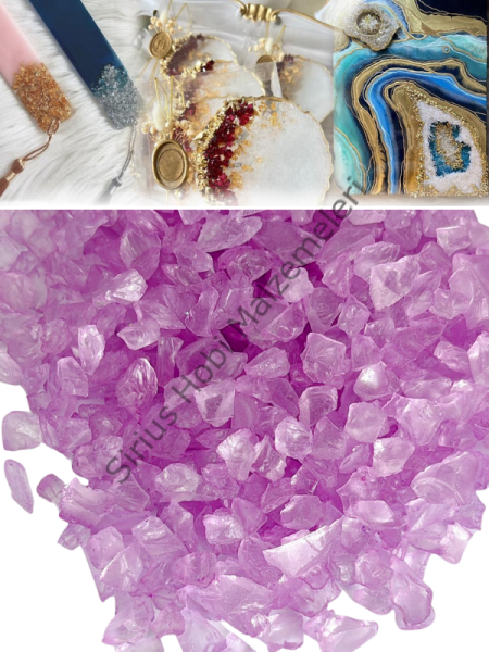 Epoksi Cam Kırıkları Şeffaf Pembe Kalın 100 gr