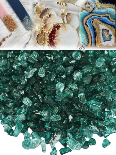 Epoksi Cam Kırıkları Şeffaf Zümrüt Kalın 100 gr