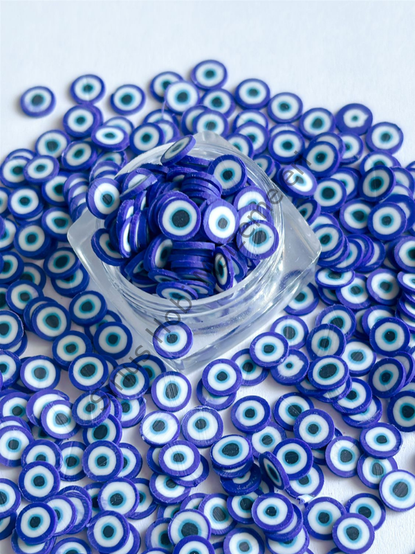 Epoksi Polimer Kil Süslemeler (Fimo Dilimleri)  Mavi  Nazar Boncukları 4gr