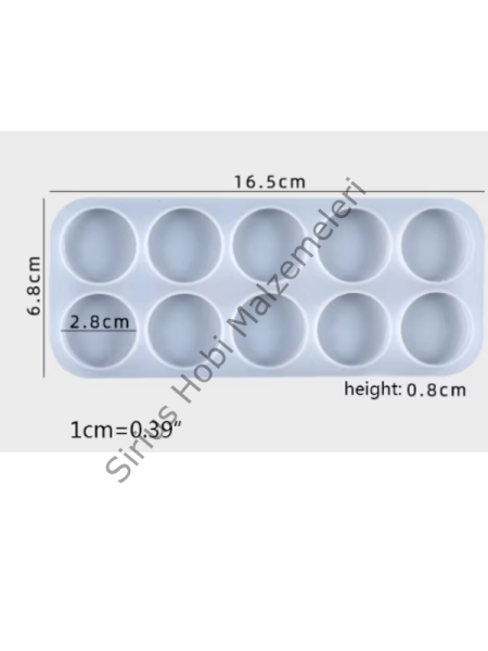 Epoksi Kolye–Magnet–Anahtarlık Silikon Kalıbı – 10’lu Yuvarlak (Ø 2.8 cm, 0.8 cm Derinlik)