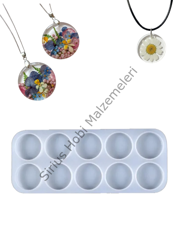 Epoksi Kolye–Magnet–Anahtarlık Silikon Kalıbı – 10’lu Yuvarlak (Ø 2.8 cm, 0.8 cm Derinlik)