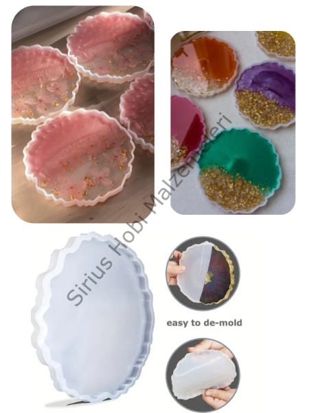 Epoksi Bardak Altlığı Silikon Kalıbı – Dalgalı Kenar, Ø13 cm (0,76 cm Kalınlık)