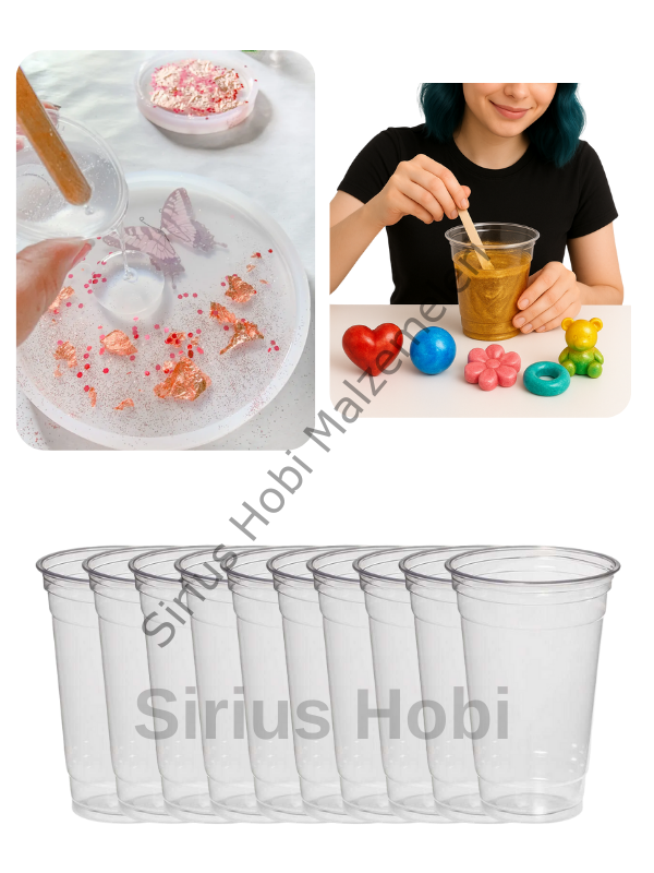 500 ml Şeffaf Pet Plastik Bardak – Epoksi Reçine Karıştırma ve Döküm İçin