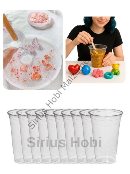 500 ml Şeffaf Pet Plastik Bardak – Epoksi Reçine Karıştırma ve Döküm İçin