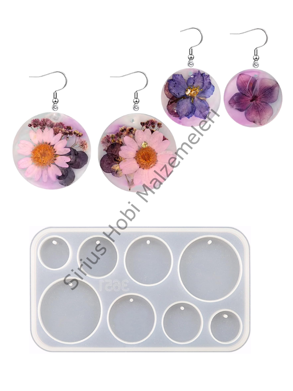 Epoksi Çoklu  Delikli Küpe Anahtarlık Magnet Daire Silikon Kalıbı