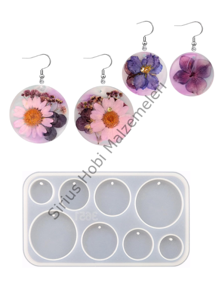 Epoksi Çoklu  Delikli Küpe Anahtarlık Magnet Daire Silikon Kalıbı