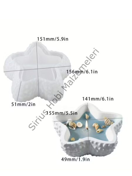 Epoksi Reçine Deniz Yıldızı Silikon Kalıp – Mum Kabı, Beton ve Alçı Döküm Kalıbı