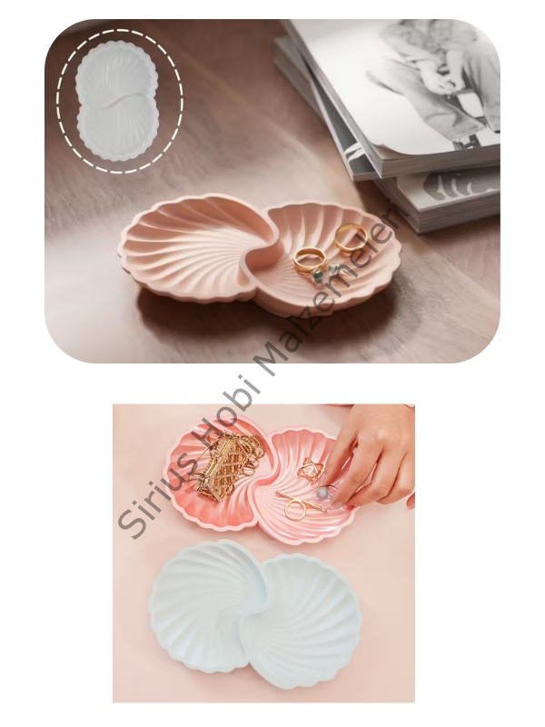 Epoksi Reçine Midye Tabak Kalıbı – Dekoratif Takı Tabağı ve Mumluk Silikon Kalıbı
