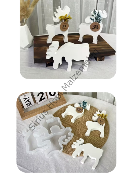 Epoksi Alçı  Geyik Silikon Kalıbı – Dekoratif Yılbaşı ve Yeni Yıl Temalı