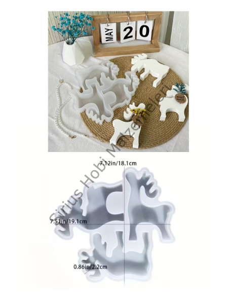 Epoksi Alçı  Geyik Silikon Kalıbı – Dekoratif Yılbaşı ve Yeni Yıl Temalı