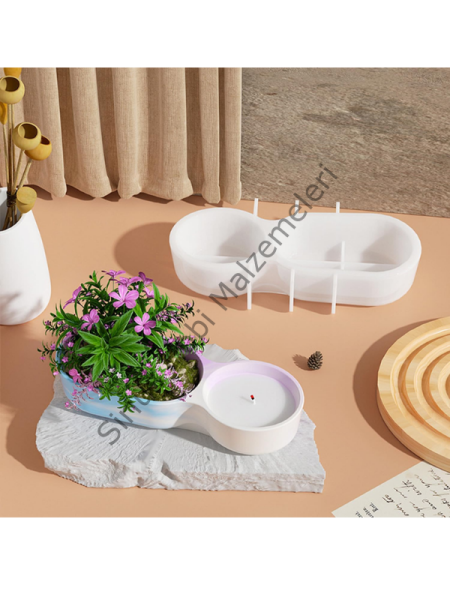 Sukulent Saksı ve Mumluk Silikon Kalıbı 18,1 cm – Alçı ve Beton Saksı Kalıbı
