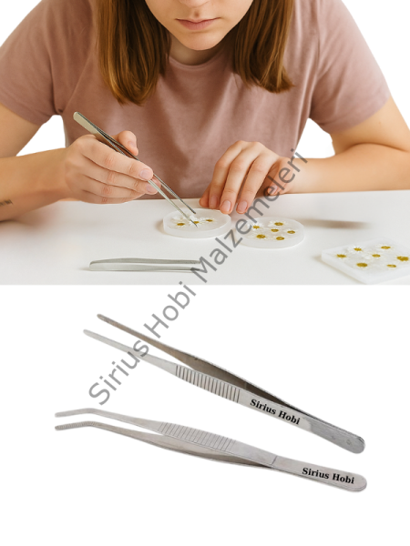 Epoksi ve Hobi Çalışmaları İçin Paslanmaz Cımbız Seti – Düz ve Eğik Uçlu Set (2’li)