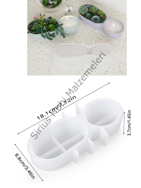 Sukulent Saksı ve Mumluk Silikon Kalıbı 18,1 cm – Alçı ve Beton Saksı Kalıbı