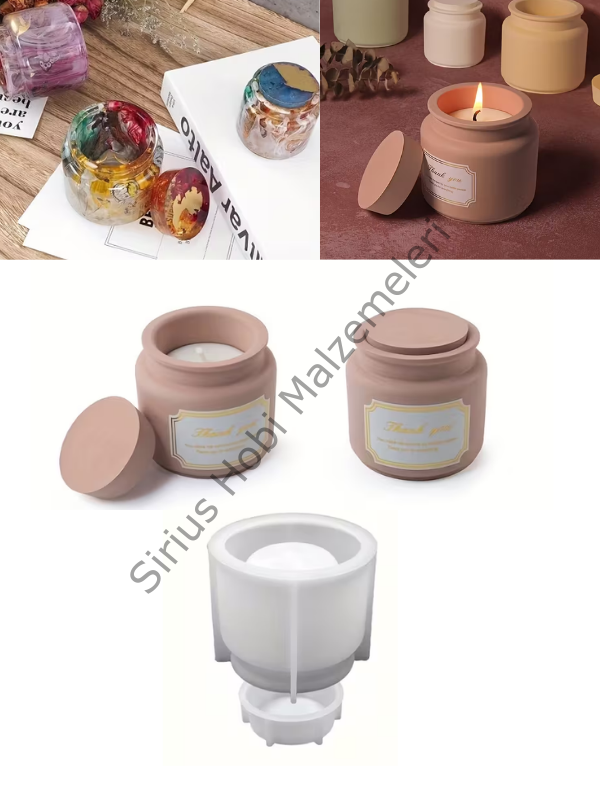 Kapaklı Küçük Kavanoz Kalıbı – Epoksi ve Mum Döküm Silikon Kalıp