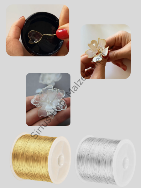 Dip Reçine Daldırma Çiçek Yapım Teli – Takı & Aksesuar Çiçek Teli (Altın / Gümüş Renk) 50metre