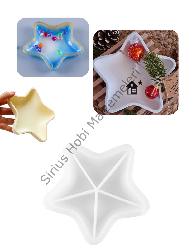 Deniz Yıldızı Şeklinde Epoksi & Alçı Silikon Kalıbı – 15,5 cm Derin Tabak / Dekor Kalıbı